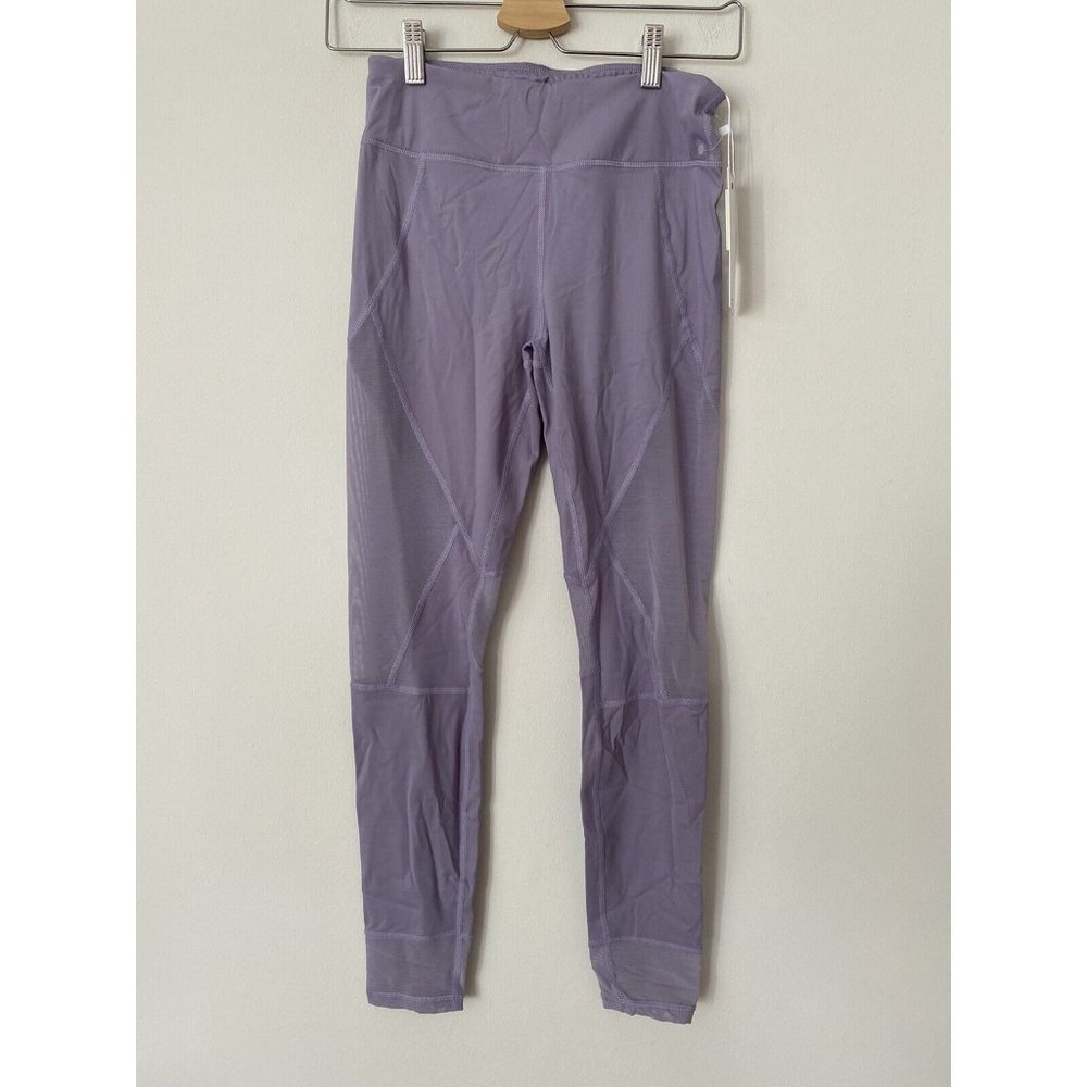 VARLEY Leggings NEW Purple Mesh Sheer Letelux Small Lilac Athleisure Yoga Studio